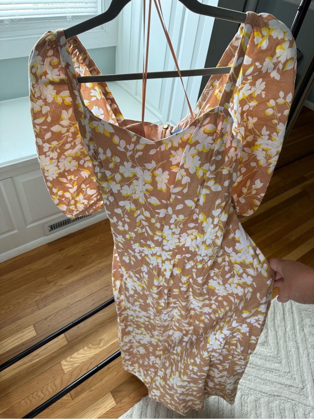 Draper James Rust Floral Puff-Sleeve Midi Dress